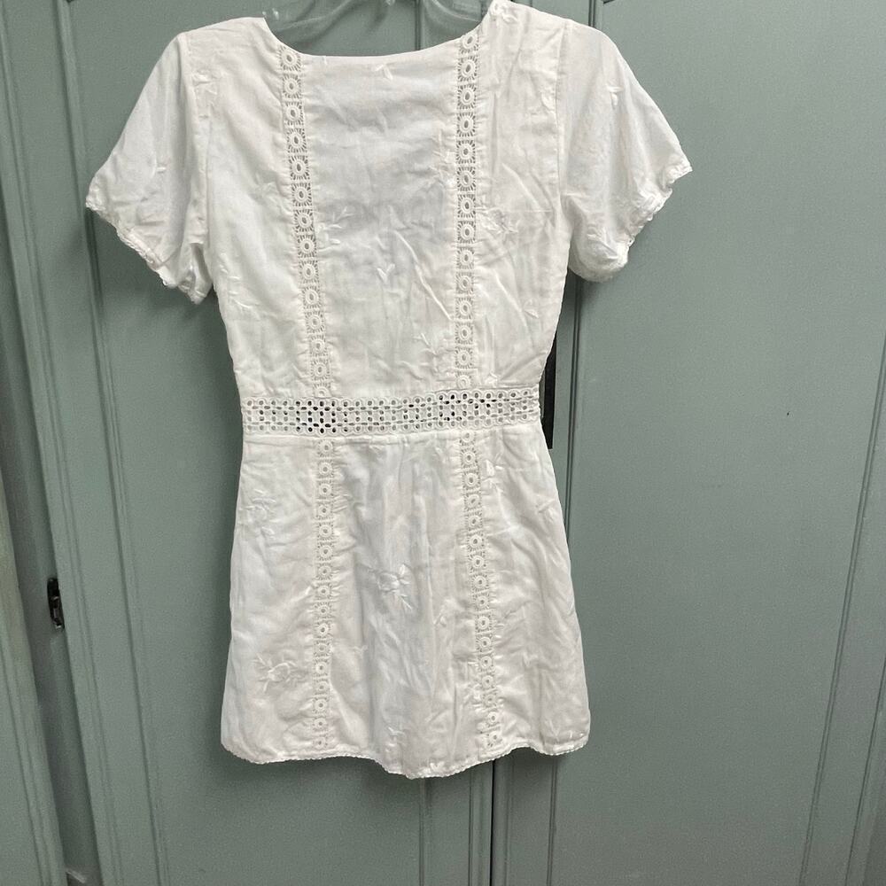 House of Harlow 1960 White Eyelet Button-Front Mini Dress - Picture 6 of 8